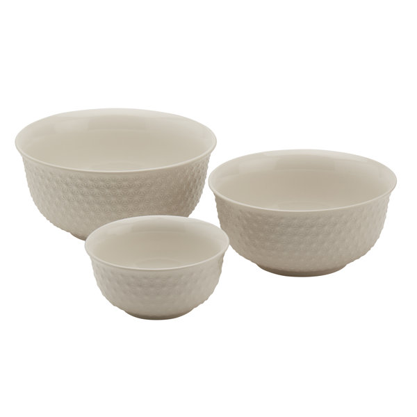 Tabletops Gallery 3 Piece Embossed White Bowl Set 8", 7" & 5" Wayfair